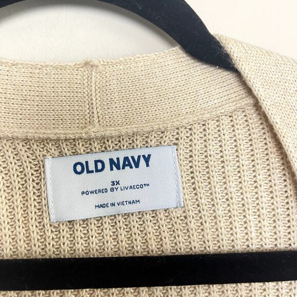 Old Navy Beige Cozy Knit Open Front Fall Duster Cardigan Minimalist Women's 3X - Picture 3 of 7